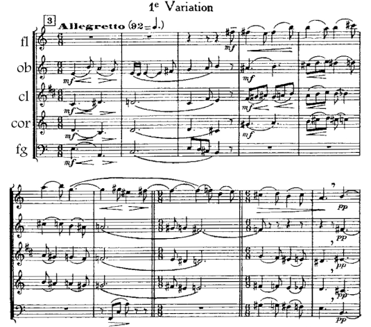 E. Bozza – Variations sur un thème libre op. 42, początek Wariacji 1