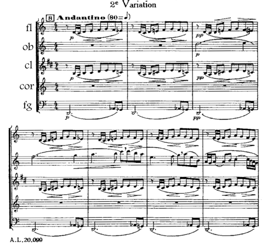 E. Bozza – Variations sur un thème libre op. 42, początek Wariacji 2