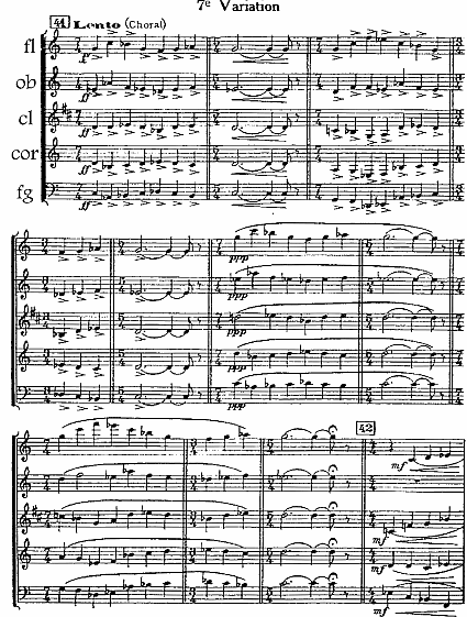 E. Bozza – Variations sur un thème libre, op. 42, początek Wariacji 7