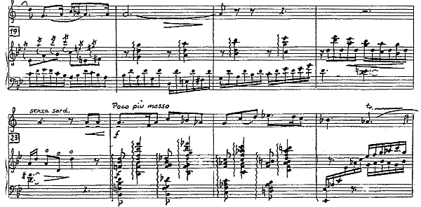 J. Koetsier – Sonata na waltornię i harfę op. 94, fragment 2. części, t. 19-26